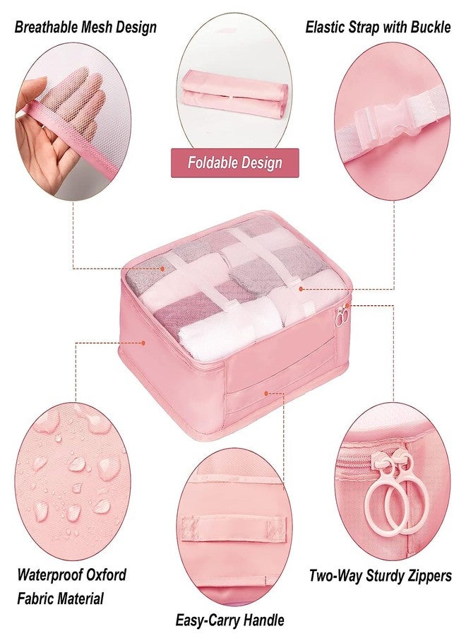 Bluwings 7 Pcs Foldable Luggage and Laundry Bag Pouch Waterproof Travel Toiletry Organizer Garment Storage Bag Portable Packing Cubes Storage Bag (1 Pc) (Pink) - Image 4